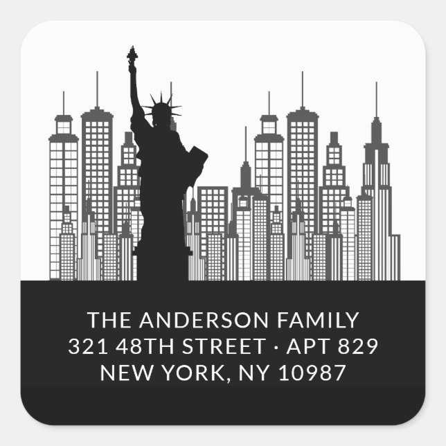 New York Statue of Liberty Address Label Sticker (Vorderseite)