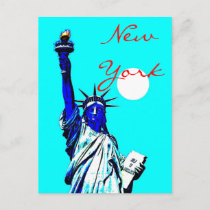 New York Statue of Liberty Blue Pop Postcard Postkarte