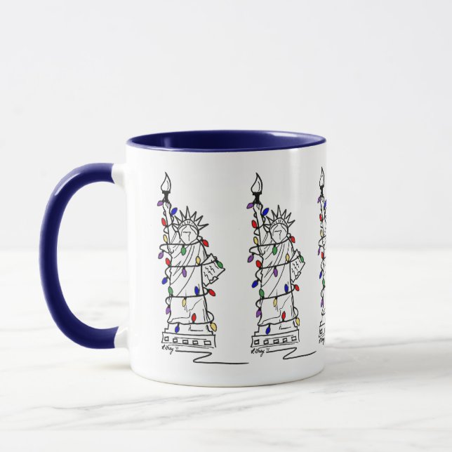 New York Statue of Liberty Holiday Lights NYC Xmas Tasse (Links)
