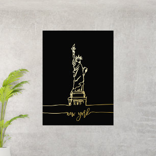 New York Statue of Liberty Line Art Wall Travel Foliendrucke