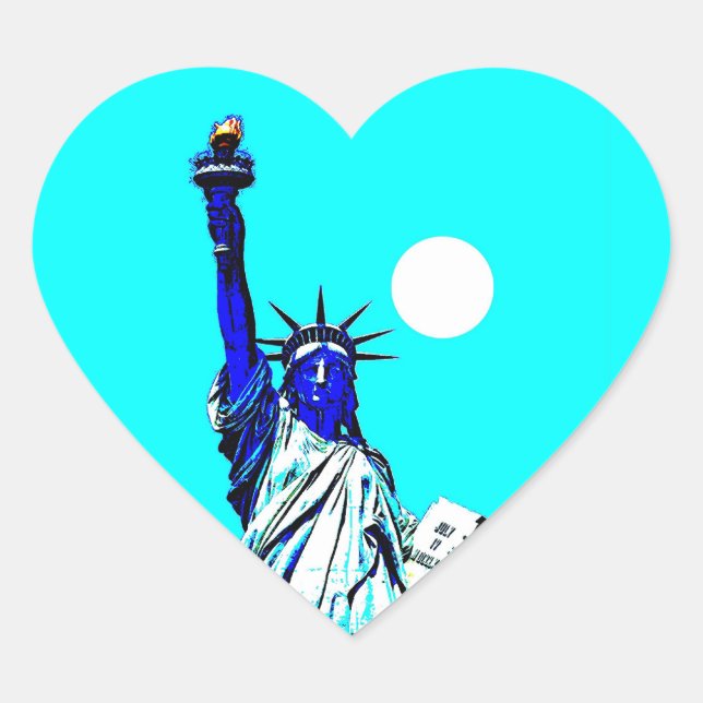 New York Statue of Liberty Pop Art Heart Sticker (Vorderseite)