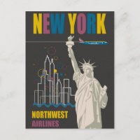 New York Statue of Liberty Retro Travel Poster
