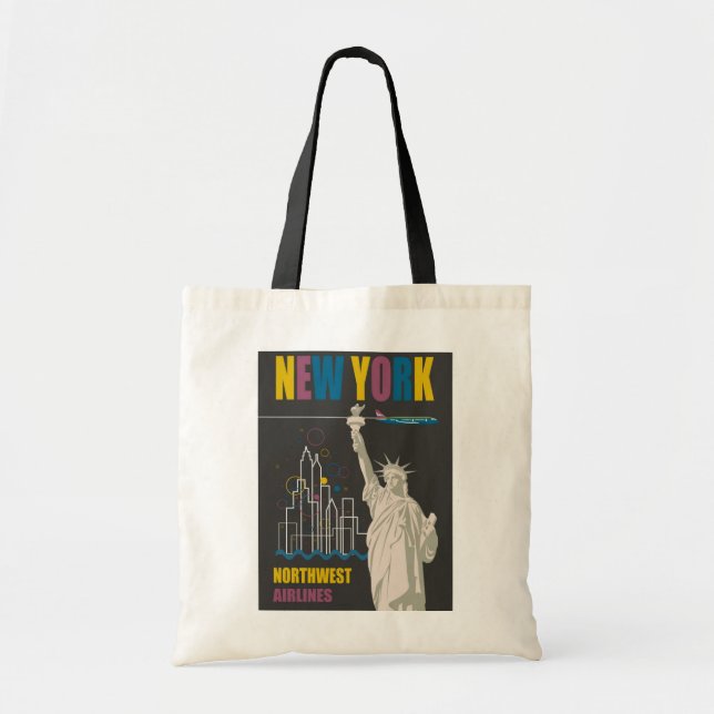 New York Statue of Liberty Retro Travel Poster Tragetasche (Vorne)