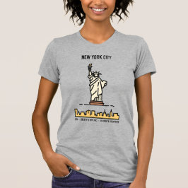 New York Statue of Liberty Skyline Simple Line Art T-Shirt