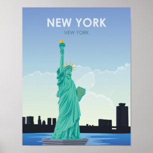 New York Statue of Liberty Vintage Travel Poster