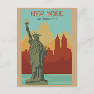 New York Statue of Liberty Vintage Travel Poster Postkarte