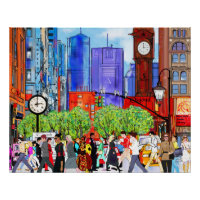 New York Street Scene Art People Crossing Street