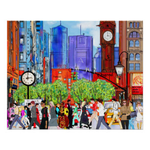 New York Street Scene Art People Crossing Street Poster