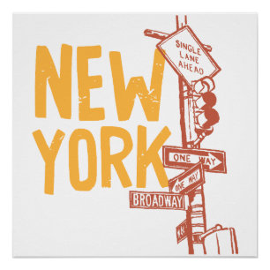 New York Street Signs Poster