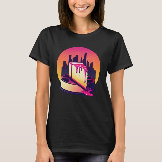 New York Style Cheesecake Synthwave 80er Retrowave T-Shirt (Vorderseite)