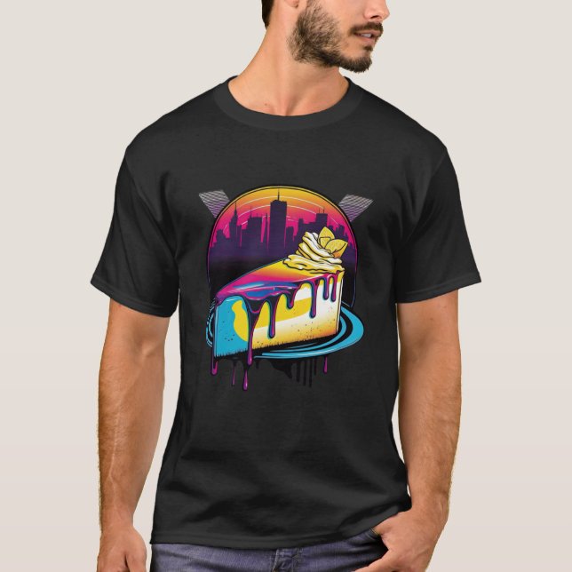 New York Style Cheesecake Synthwave 80s Retrowave  T-Shirt (Vorderseite)