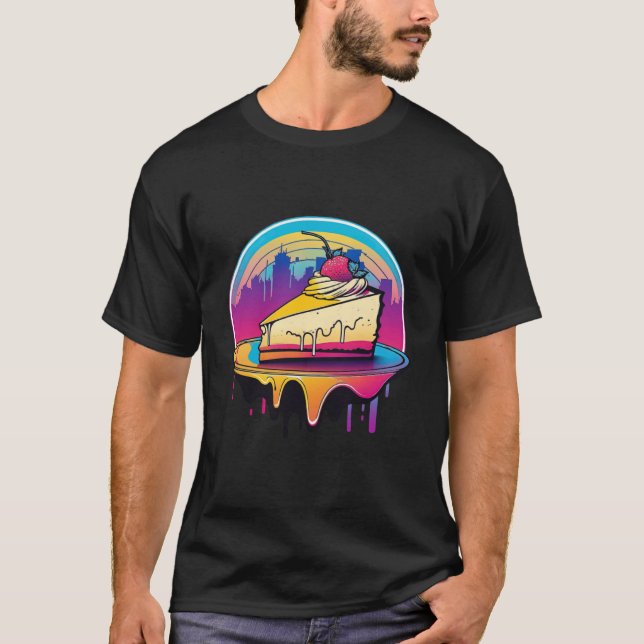 New York Style Cheesecake Synthwave 80s Retrowave  T-Shirt (Vorderseite)