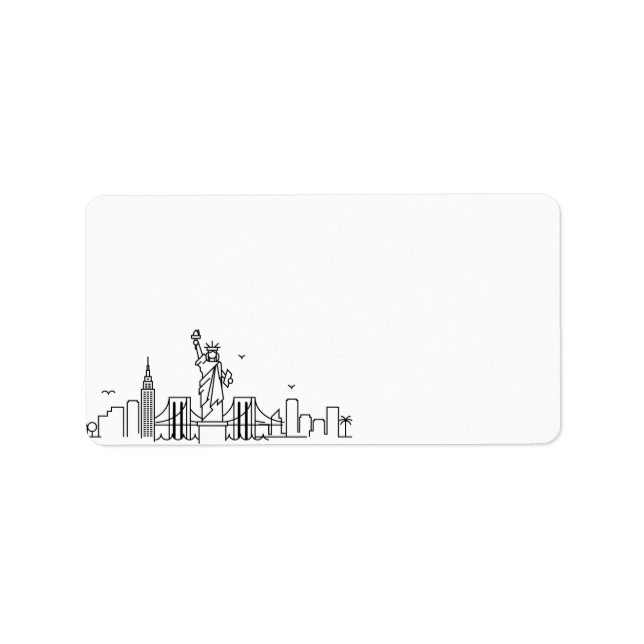 New York Stylized Skyline | Blindkennzeichnung Adressaufkleber (Vorne)