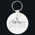 New York Stylized Skyline Schlüsselanhänger<br><div class="desc">Eine einzigartige Schlüsselkette,  die die wunderschöne Stadt/den Staat von New York repräsentiert. Dieser Schlüsselanhänger zeigt die einzigartige Skyline der Stadt mit ihrem Namen darunter.</div>