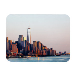 New York Sunset Skyline View of World Trade Center Magnet