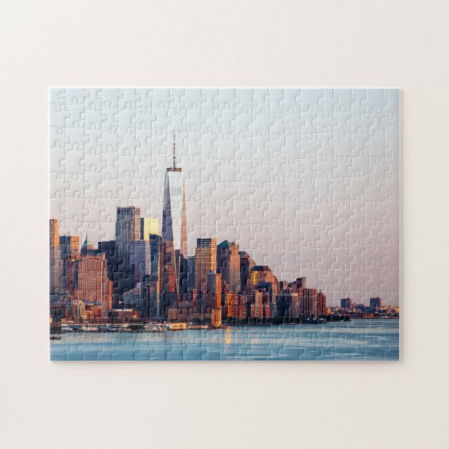 New York Sunset Skyline View of World Trade Center Puzzle (Horizontal)