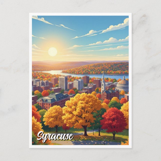 New York Syracuse Reise Postkarte (Vorderseite)