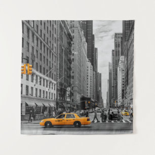 New York Taxi Urban City Color Pop Fotografie Wandteppich