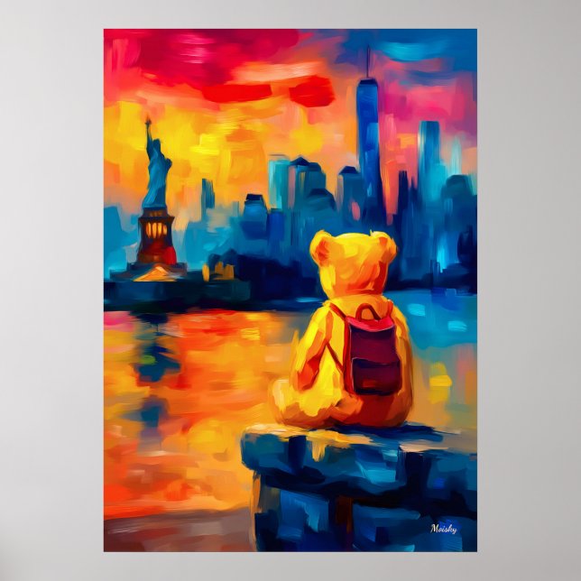 New York Teddy Fauvist Liberty Sunset Print Poster (Vorne)