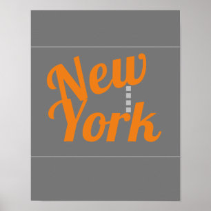 New York Text Design Poster orange und grau modern