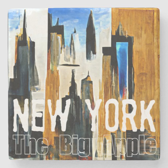 New York The Big Apple Abstrakt Painting T - Shirt Steinuntersetzer (Vorderseite)