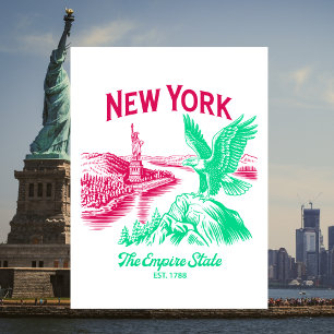 New York The Empire State Errichtet 1788 Weißkopfs Postkarte