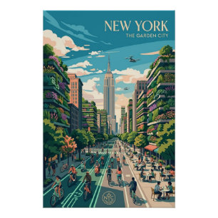 New York The Garden City Vintage Reiseposter Kunst Poster