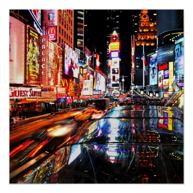 New York Time Square leuchtet nachts Poster (Vorderseite)