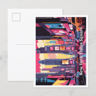 New York Times Square Pop Art Reiseillustration Postkarte