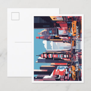 New York Times Square Pop Art Travel Illustration Postkarte