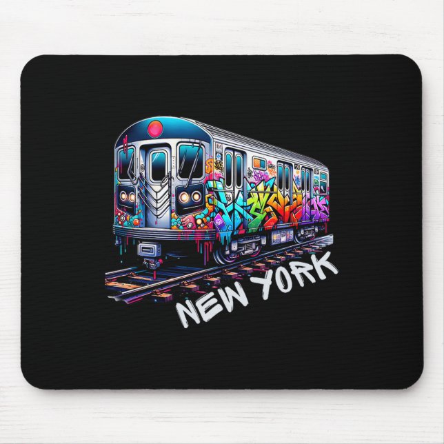 New York Train Graffiti Style, Nyc Subway Car Retr Mousepad (Vorne)