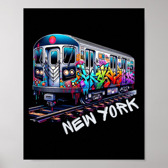 New York Train Graffiti Style, Nyc Subway Car Retr Poster (Vorne)