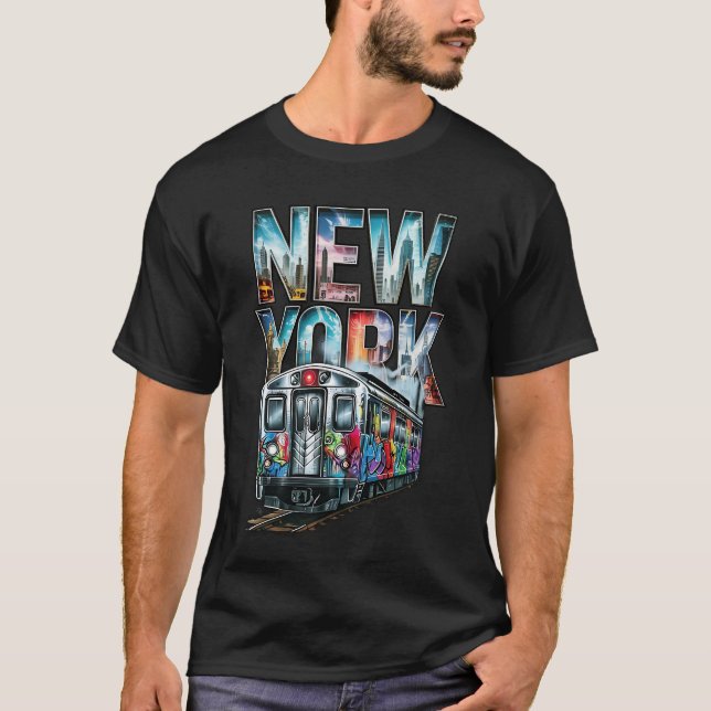 New York Train Graffiti Style Nyc U-Bahn-Straße T-Shirt (Vorderseite)
