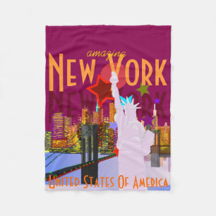 New York Travel im Vintagen Stil Fleecedecke