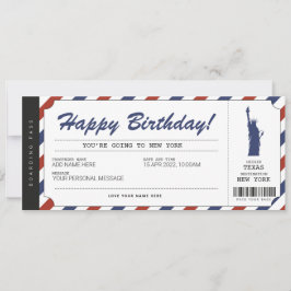 New York Trip Boarding Pass Ticket Einladung