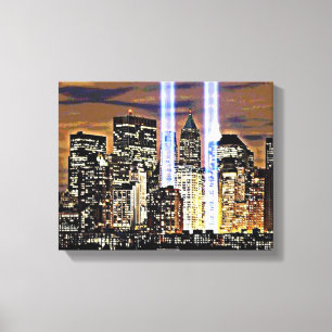 New York Twin Towers Light Beams Leinwanddruck