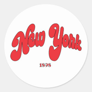 New-York-Typografie Schwarz-Grau Runder Aufkleber