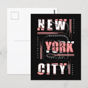 New York Typografy Grid: Boroughs & City Style Postkarte