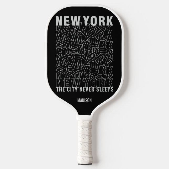 New York Typografy individuelle Name Pickleball Schläger (Vorderseite)