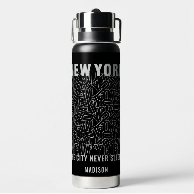 New York Typografy individuelle Name Trinkflasche (Hinten)
