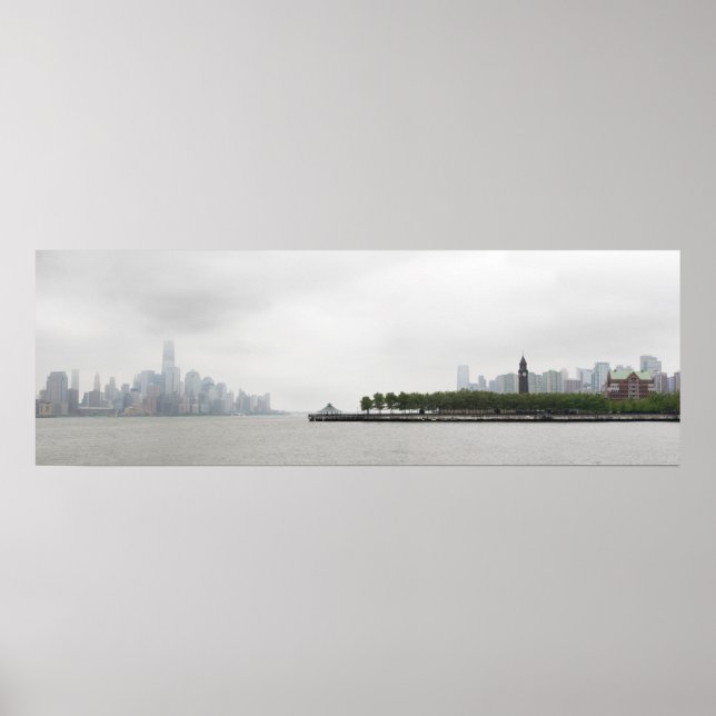 New York und New Jersey Skyline im Nebel Poster (Vorne)