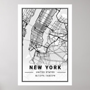 New York United Staaten Cities Travel USA City Map Poster