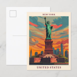 New York United Staaten Elegante Art Vintage Trave Postkarte