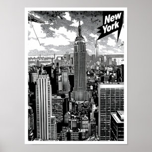 New York United Staaten Vintage Travel Illustratio Poster