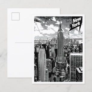 New York United Staaten Vintage Travel Illustratio Postkarte