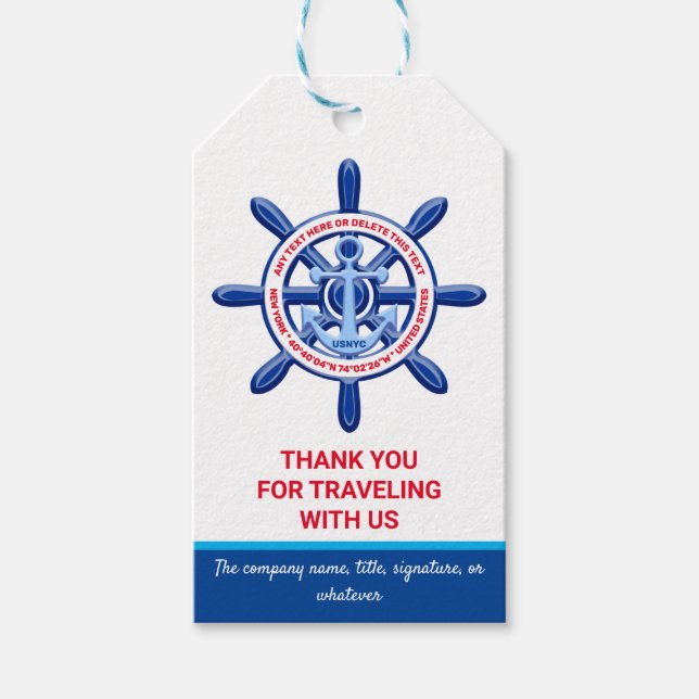 New York, United States, Customizable, Sea Travel Geschenkanhänger (Vorderseite)