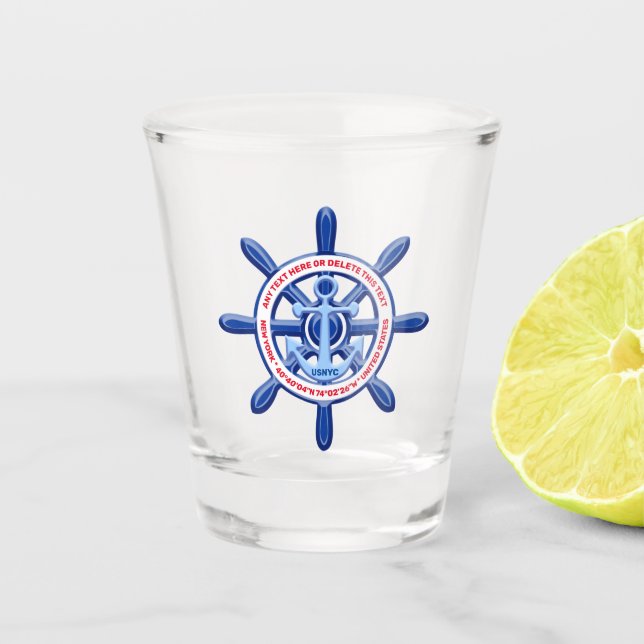 New York, United States, Customizable, Sea Travel Schnapsglas (Vorderseite)