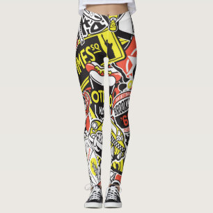 New York urban: Aufkleberpatchwork. Leggings