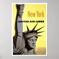 New York USA Aviation Airline Vintage Travel
