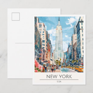 New York USA Kunst Illustration Reise Postkarte